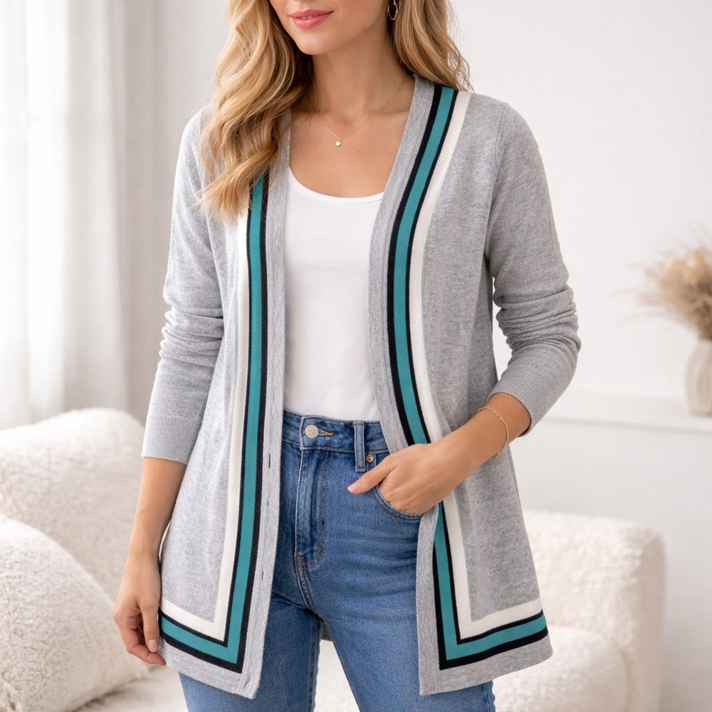 Charter Club 100% cashmere open front cardigan in gray - xl nwot
